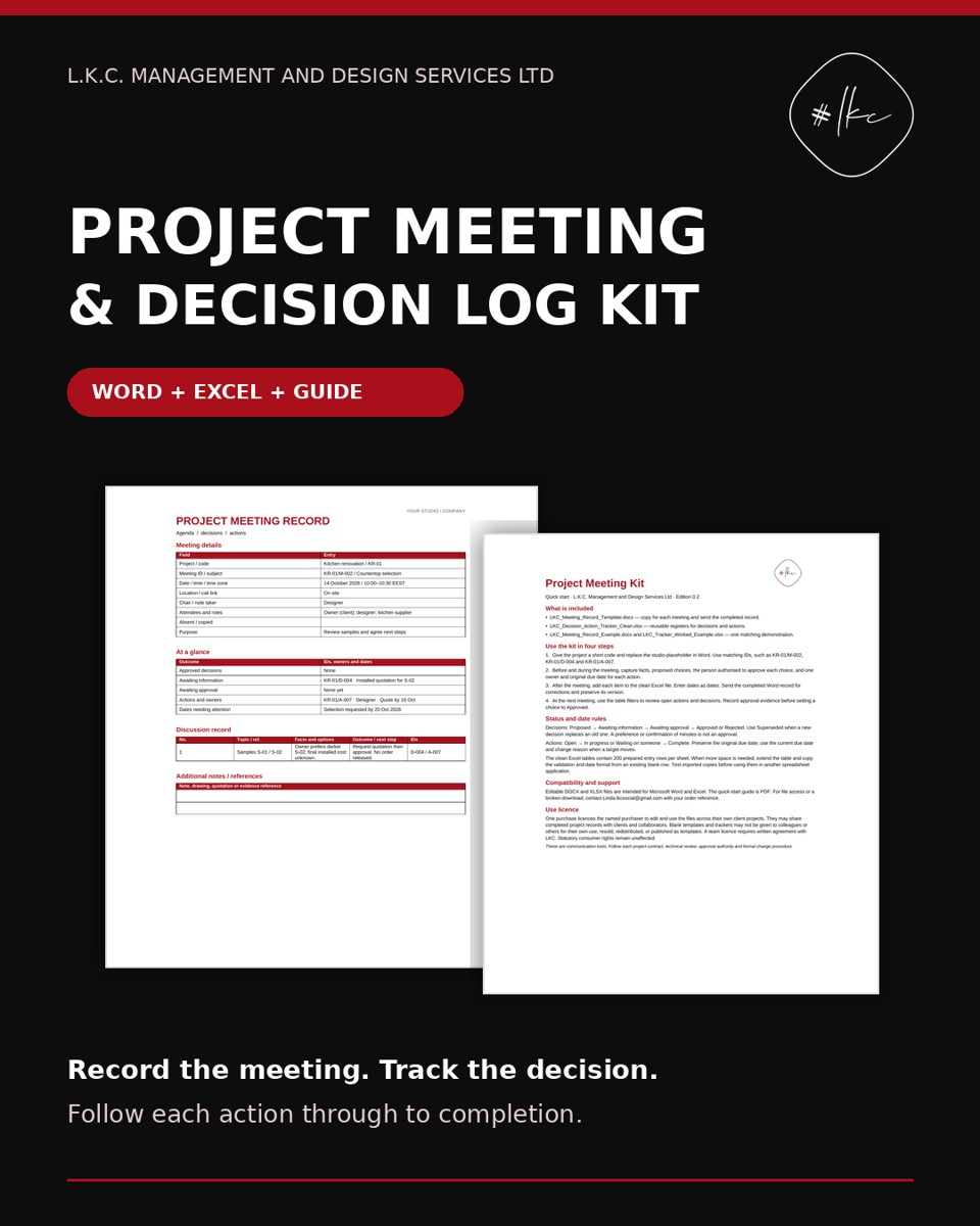 Project Meeting & Decision Log Kit — product cover