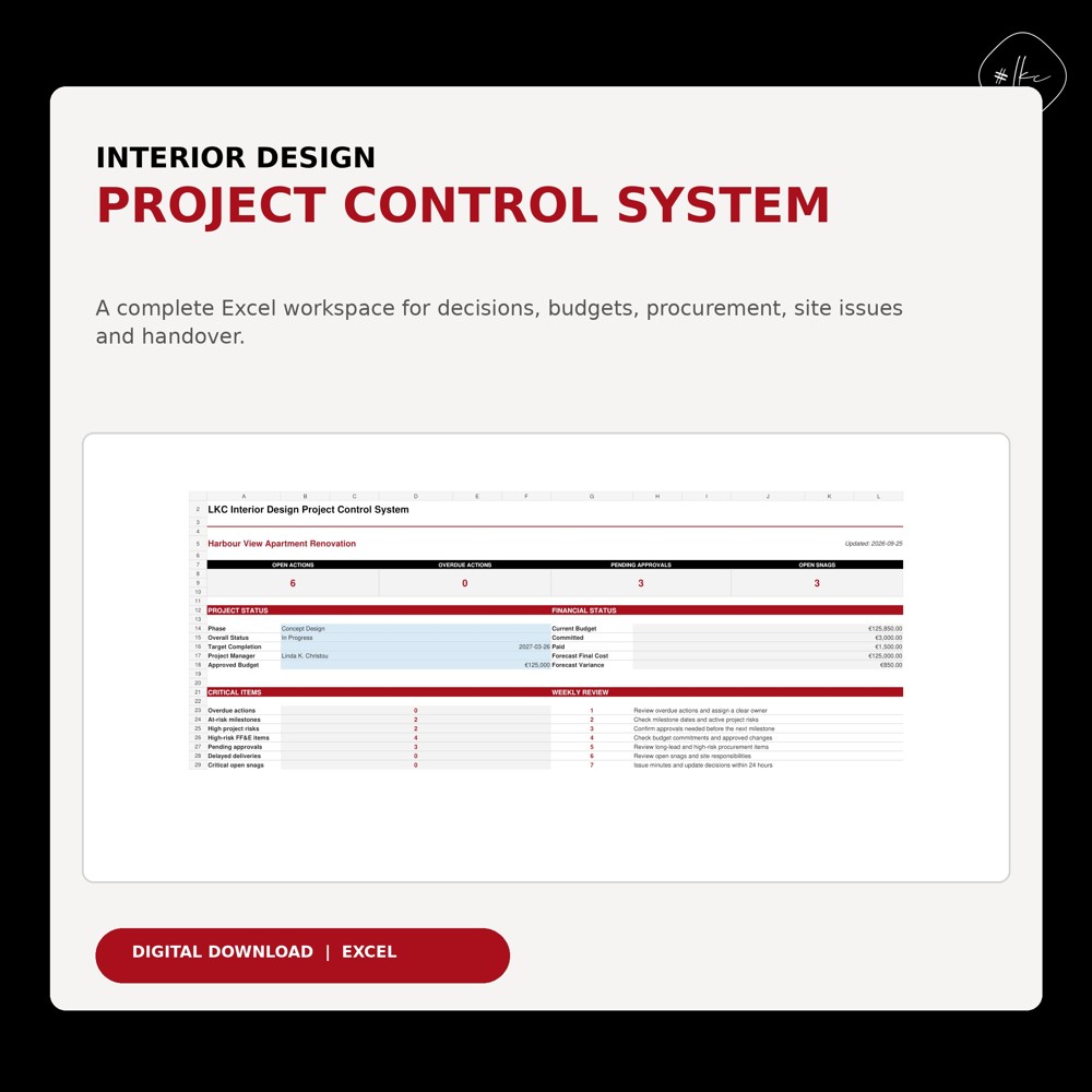LKC Interior Design Project Control System — product cover